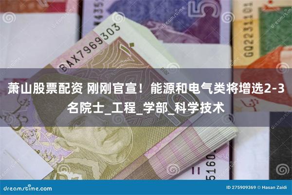 萧山股票配资 刚刚官宣！能源和电气类将增选2-3名院士_工程_学部_科学技术